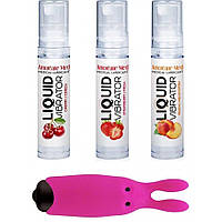 Набір з 3-х смаків стимулюючого лубриканта Amoreane Med (3х10мл) і вібропулі Adrien Lastic Pink