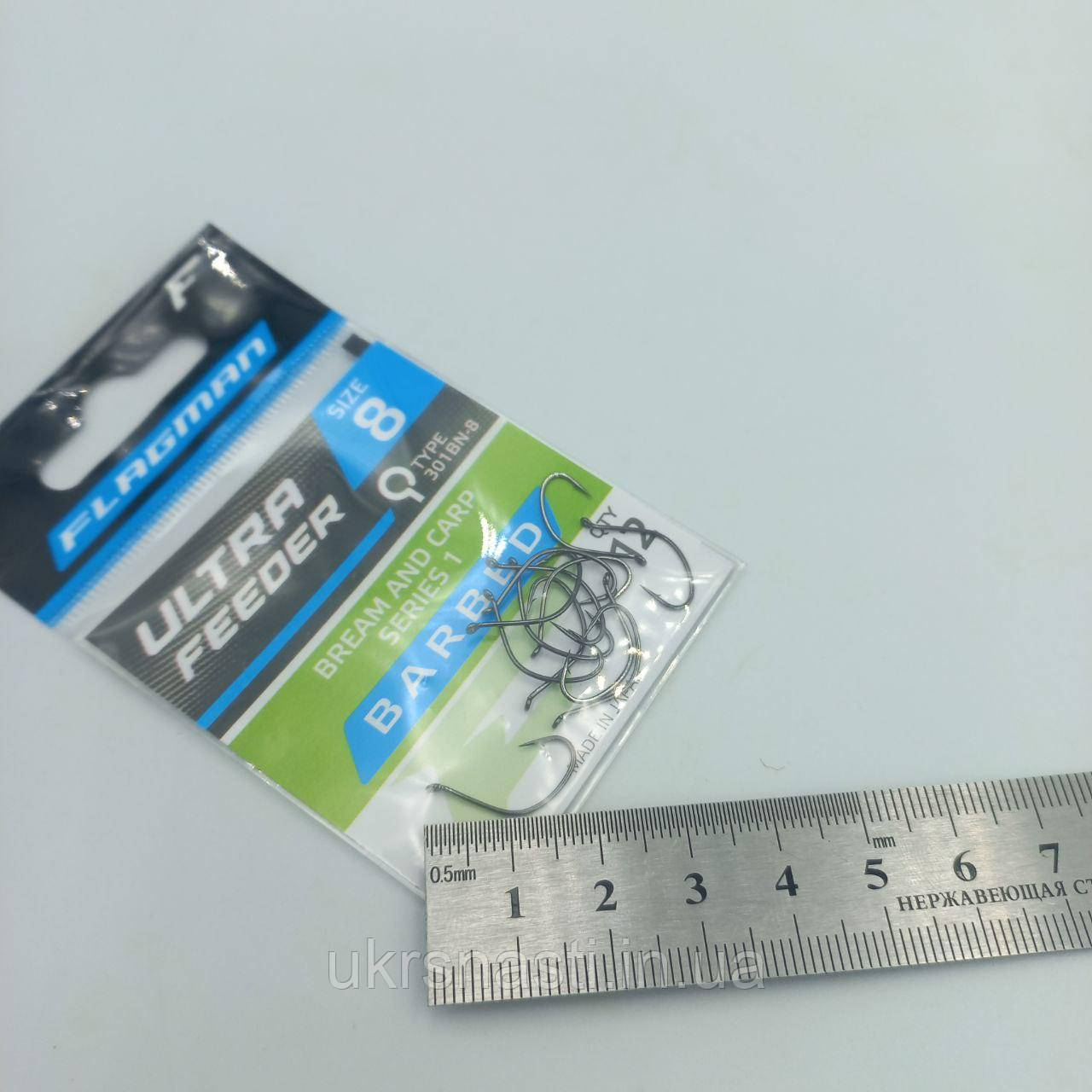 №8 Японські рибальські гачки Flagman Ultra Feeder Bream Carp Series 12 шт, фото 1