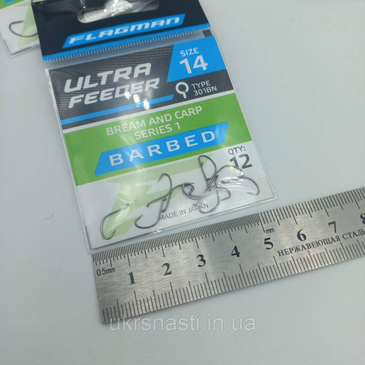 Японські рибальські гачки на карася No14 (12 шт) Flagman Ultra Feeder Bream And Carp Series 1, фото 1