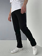 48,50,52,54,56. Чорні чоловічі спортивні штани класичного крою, утеплені, трикотаж тринитка, фото 3