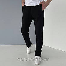 48,50,52,54,56. Чорні чоловічі спортивні штани класичного крою, утеплені, трикотаж тринитка