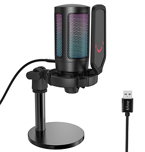 Мікрофон конденсаторний ігровий з попфільтром Fifine A6 RGB Ampligame