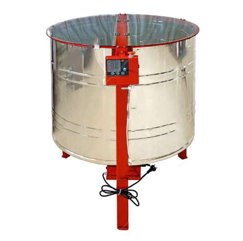 Медогонка на 6 рамок автоматична, нержавіюча сталь, поворотна, ремінна, на підставці