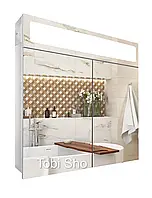Зеркальный панорамный шкафчик в ванную комнату с подсветкой TR25-70 700х700х120 мм