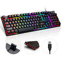 Игровая клавиатура с RGB подсветкой Atlanfa AT-6300 / Проводная клавиатура геймерская