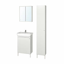 NYSJÖN / BJÖRKÅN Меблі для ванної кімнати, 6 шт., білий/змішувач Pilkån, 54x40x98 см