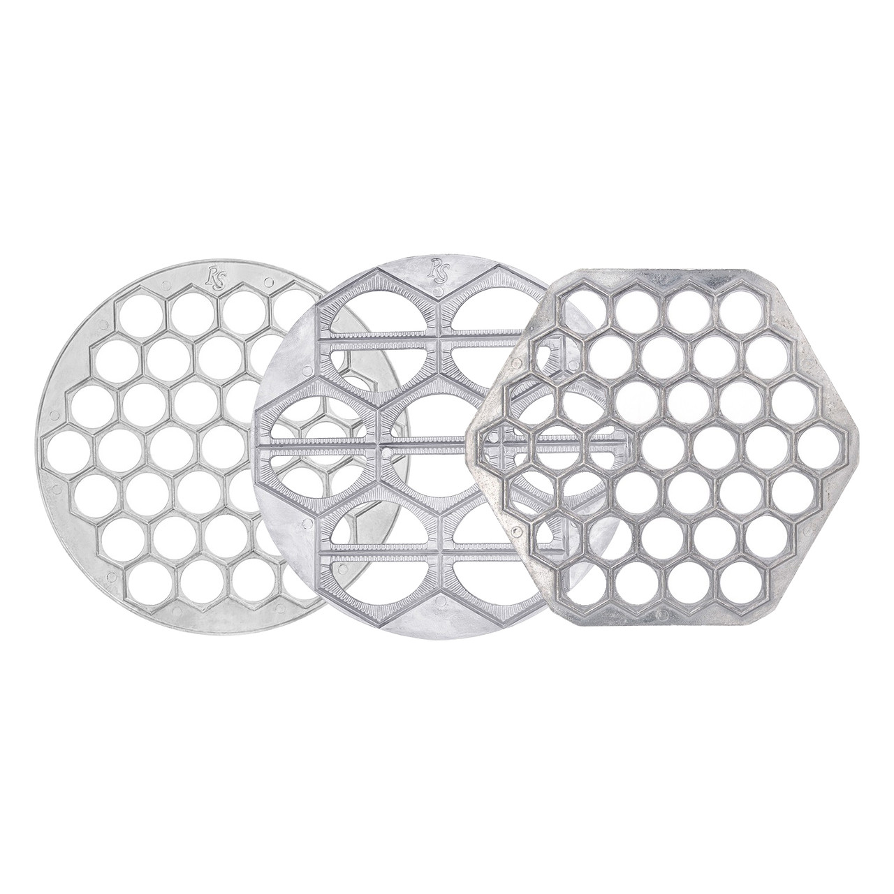 Набір з 3 форм для приготування пельменів та вареників (пельменниця кругла та шестикутна + варенична RS)