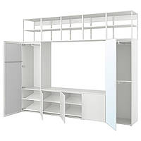 PLATSA Шкаф 5-дверный, STRAUMEN зеркальное стекло/FONNES белый, 300x42x241 см