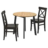 GAMLARED / INGOLF Стол и 2 стула, светлая патина/коричнево-черная морилка, 85 см