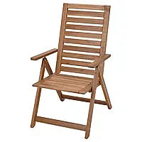 NÄMMARÖ Садовый стул с регулируемой спинкой, светло-коричневая морилка, складной
