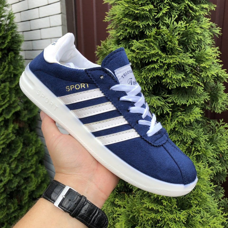 Чоловічі кеди Sport текстильні стильні молодіжні Adidas сині білі