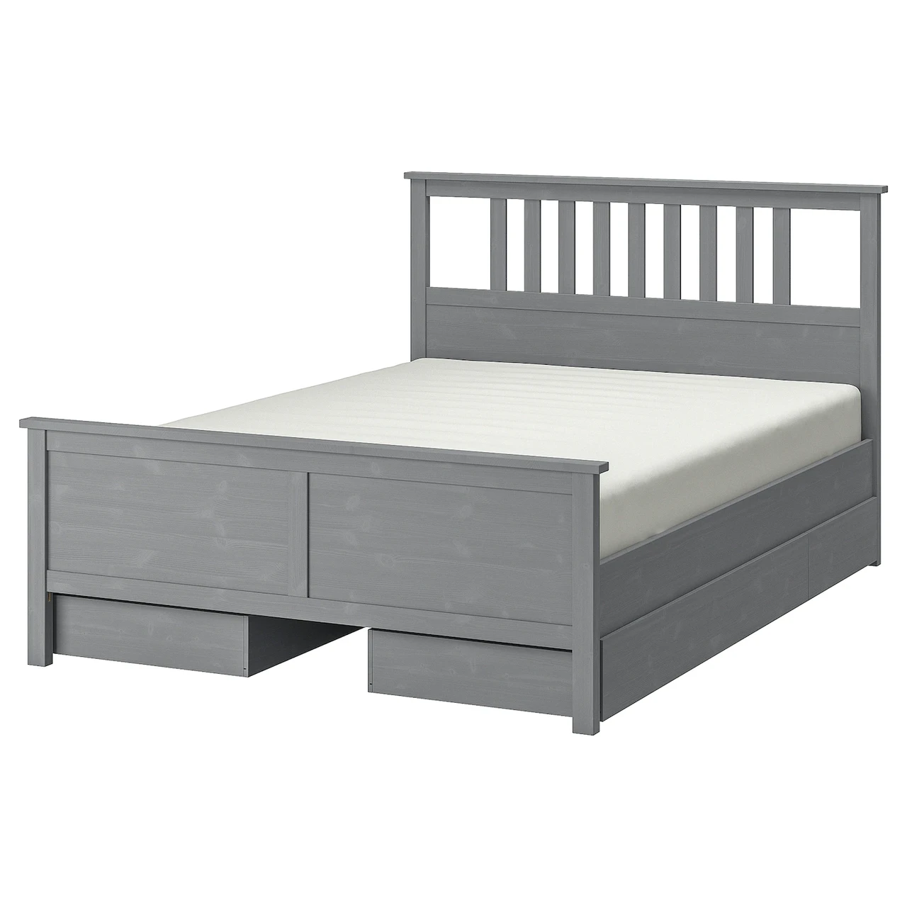 HEMNES Каркас Кровати с 4 Ящиками для Хранения, Серая Морилка/Luröy ...