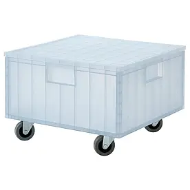PANSARTAX Каталка з кришкою, прозора крижано-блакитна, 33х33х16,5 см