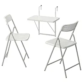 TORPARÖ Садовий стіл і 2 розкладні стільці, білий/білий/сірий, 50 см