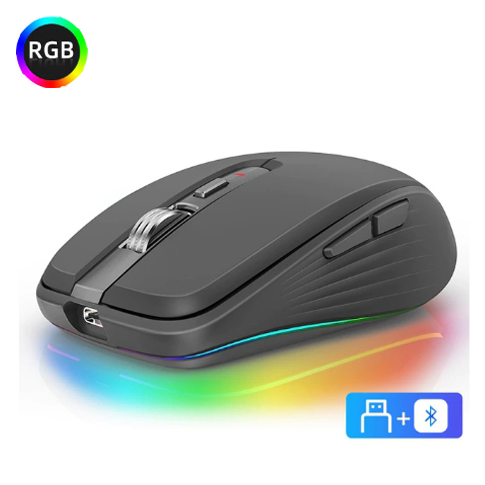 Мишка бездротова FM FIT-3 USB+Bluetooth з RGB-підсвіткою на акумуляторі, фото 1