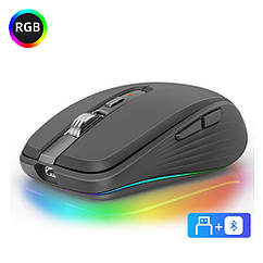 Мишка бездротова FM FIT-3 USB+Bluetooth з RGB-підсвіткою на акумуляторі