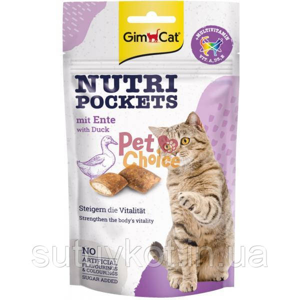 Gimborn GimCat Nutri Pockets Джим кет ласощі для котів з качкою та мультивітаміном, 60 гр, фото 1
