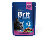 Влажный корм для котов Brit Premium Cat pouch 100 г с курицей и индейкой (пауч)