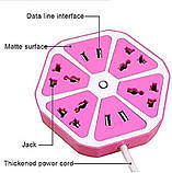 Мережевий фільтр універсальний HEXAGON SOCKET на 4 вилки та 4 зарядні USB-порти (рожевий), фото 3
