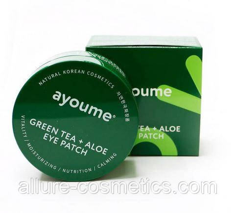 Гідрогелеві патчі із зеленим чаєм і алое AYOUME GREEN TEA+ALOE EYE PATCH, фото 1