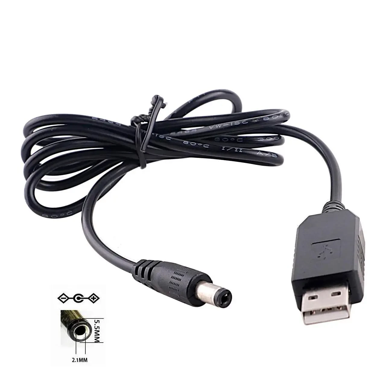 Кабель usb DC 12v — usb для під'єднання роутера до повербанка, DC 5.5x2.1 мм