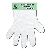 Одноразові прозорі рукавички на планшетці Comserv 100 шт/уп., рукавички кондитерські, рукавички п/е