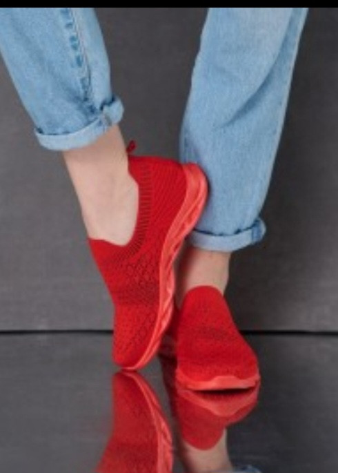 Мокасини сліпони жіночі червоні текстильні сітка літні на повну ногу 38