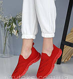 Мокасини сліпони жіночі червоні текстильні на повну ногу 38, фото 6