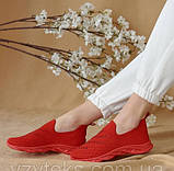 Мокасини сліпони жіночі червоні текстильні на повну ногу 38, фото 7