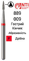 889-009-FG NTI Бор Алмазный Пламевидный конус с острым концом для турбинного наконечника (Пламя) ( Красный ) 889.314.009 F