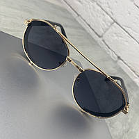 Солнцезащитные очки мужские, женские BALMAIN 2A553 черный в золоте, модель 2023 года