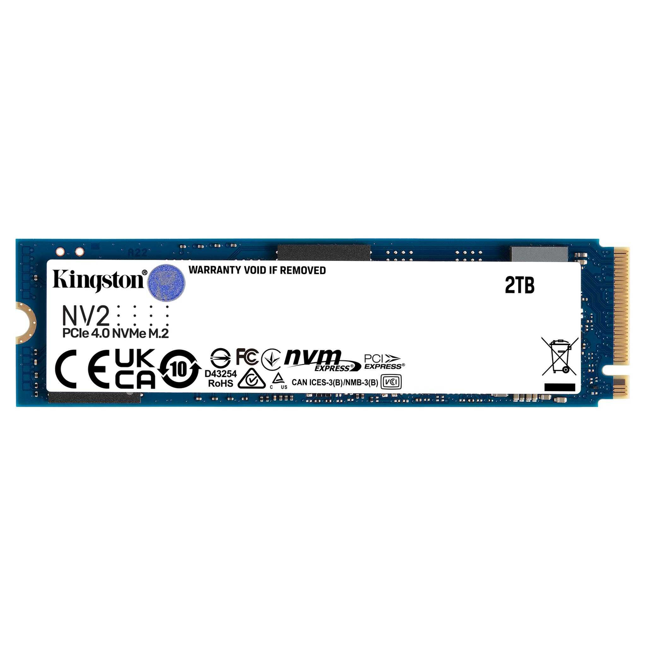 Накопитель Kingston NV2 2TB M.2 2280 NVMe PCIe 4.0 x4 внутренний SSD, до 3500Mб/с SNV2S/2000G - фото 1 - id-p1776747028