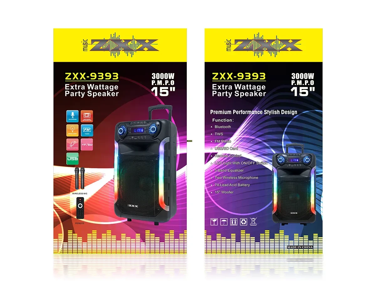 Акустическая переносная колонка ZXX-9393 80Вт 15
