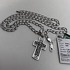 Комплект срібний чорнений ланцюжок бісмарк з хрестиком 925 проба, фото 3