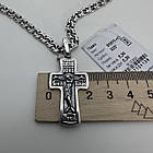 Комплект срібний чорнений ланцюжок бісмарк з хрестиком 925 проба, фото 8