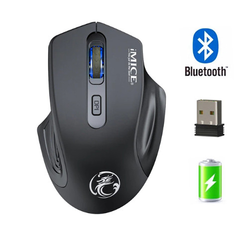 Мишка бездротова iMice G-1800 USB+Bluetooth на акумуляторі. Універсальна мишка для ноутбука/телефона, фото 1