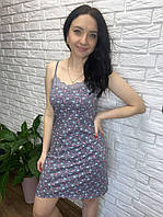 Бавовняна жіноча нічна сорочка приталеного крою сірого кольору в принт сердечка (2XL, 3XL) 52