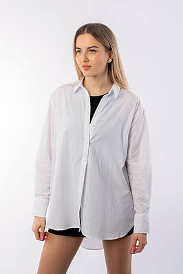 Жіноча сорочка з подовженою спиною біла 3928 (2000000092881)