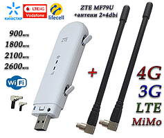 Мобільний модем 4G-LTE/3G WiFi Роутер ZTE MF79u + 2 антени 4G(LTE) по 4 db Укр меню