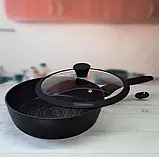 Велика глибока сковорода 28см 3.7л Edenberg EB-3493 Сковорода з алмазним антипригарним покриттям, фото 3
