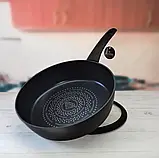 Велика глибока сковорода 28см 3.7л Edenberg EB-3493 Сковорода з алмазним антипригарним покриттям, фото 7