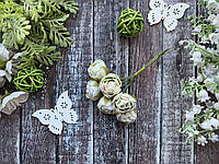 Декоративные цветочки Роза плюш 2.5-3 см 6 шт/уп. салатового цвета