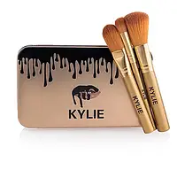 Набор кистей Kylie 12шт для макияжа Кylie кисточки в контейнере в удобном стильном железном пенале.