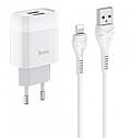 Мережевий зарядний пристрій для смартфона на 2 USB + кабель Apple Lightning HOCO C73A  ⁇ 2USB, 2.4A, фото 4