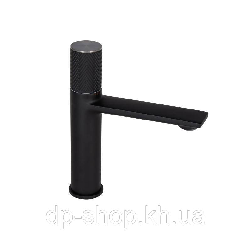 Змішувач для раковини Qtap Brno з прогресивним картриджем 1067103B Black Matt, фото 1