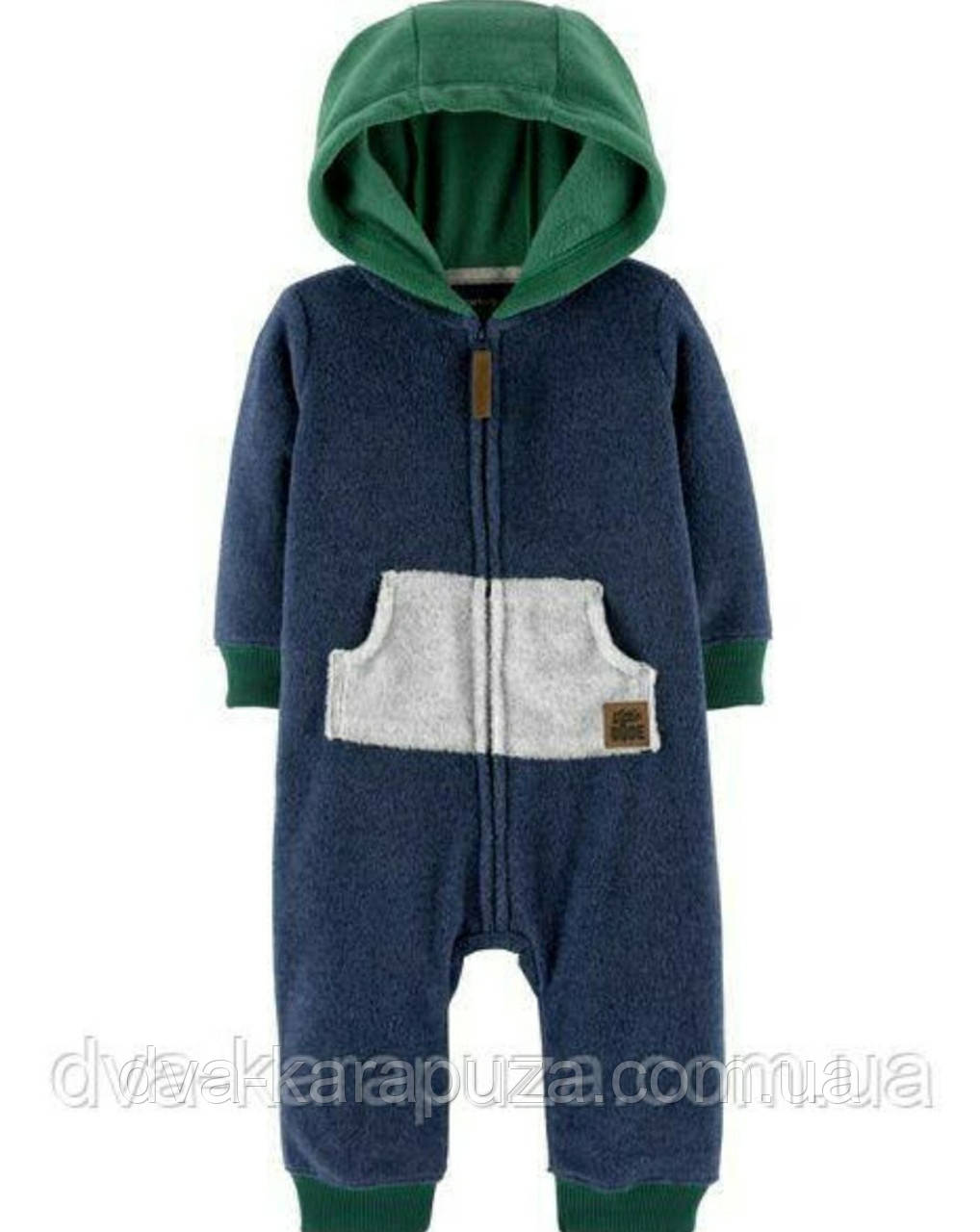 Теплий флісовий чоловічок, комбінезон із капюшоном для хлопчика відомого бренда США, 24 міс!, фото 1