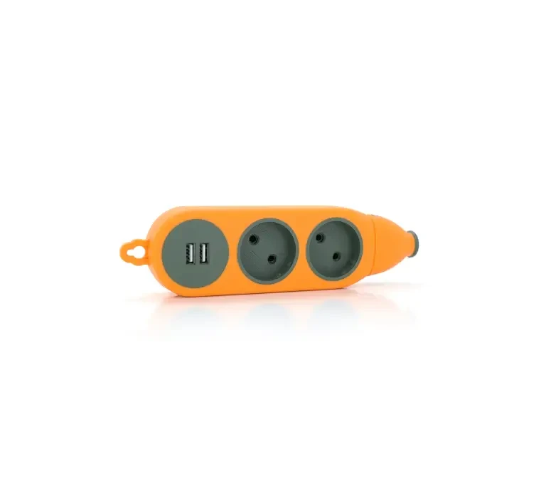 Колодка на 2 розетки + 2 USB Апельсин Lemanso LMK 75004