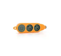 Колодка на 2 розетки + 2 USB Апельсин Lemanso LMK 75004