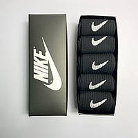 Набор носков женских высоких хлопковых фирменных Nike 36-41 5 пар в крутой прикольной качественной коробке КМ