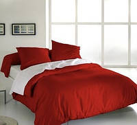 Постельное белье Наша Швейка Сатин Premium+ Красный и белый однотонный Двухспальный 180х215 см
